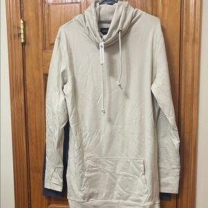 Beige Cowl Neck Women's Hoodie